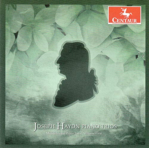 CD cover: Silhouette of Haydn against a floral, muted green background.