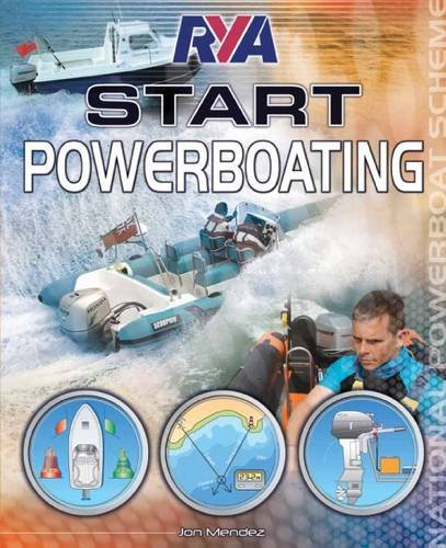 Image of a powerboating guidebook with a motorboat on the cover, likely with a blue background.