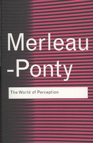 Book cover with red stripes and white text: “Merleau-Ponty, The World of Perception.”