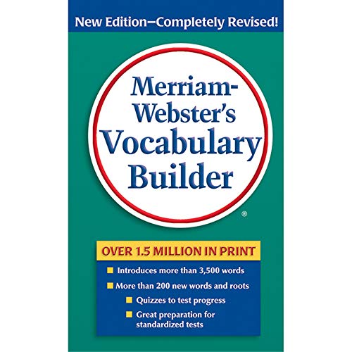 Blue cover of "Merriam-Webster's Vocabulary Builder" book, new edition.