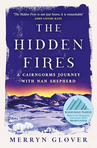 Book cover: "The Hidden Fires" with mountains and award seal.