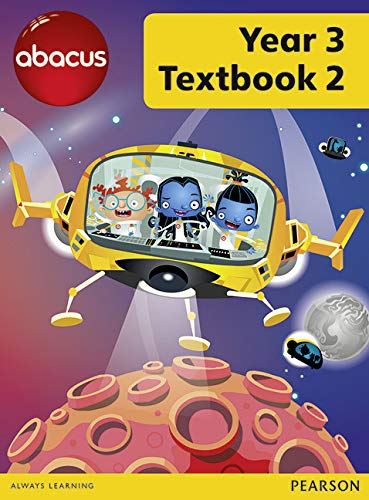 Year 3 Abacus textbook cover with illustration of a spaceship and planets.