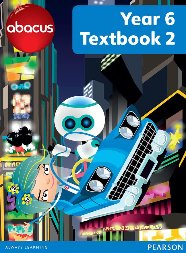 Year 6 Abacus textbook cover with a robot and cityscape illustration.