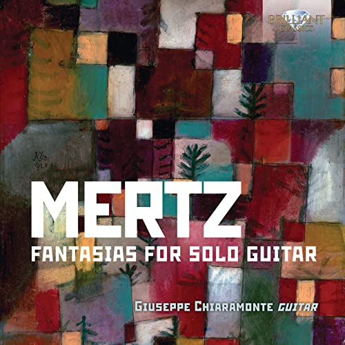 CD cover for Mertz: Fantasias for Solo Guitar, abstract art.