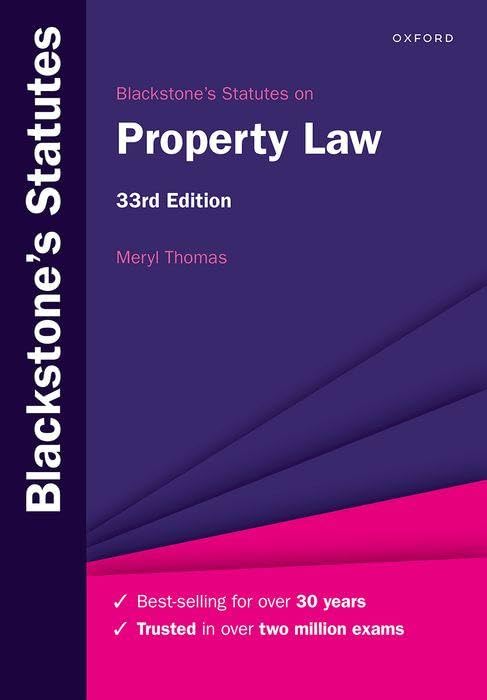 Purple and pink cover of "Blackstone's Statutes on Property Law," 33rd edition.