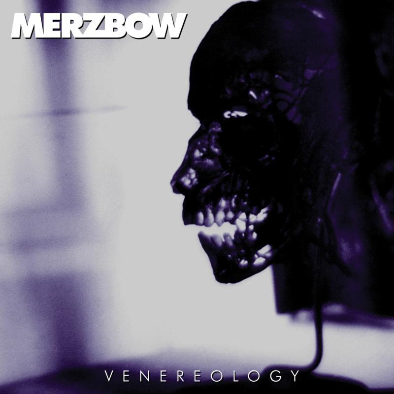 Album cover for Merzbow’s “Venereology” featuring a dark, distorted face.