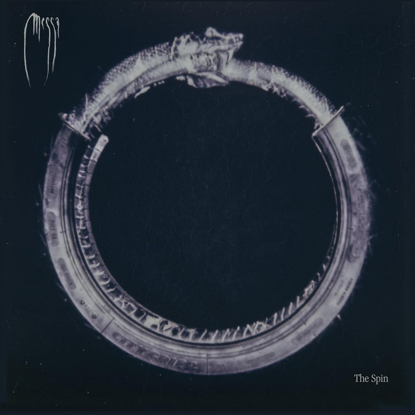 Dark album cover featuring a dragon coiled around a circular object.