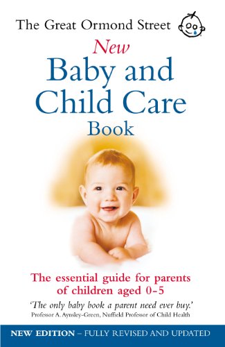 Book cover with a smiling baby, titled “The Great Ormond Street New Baby and Child Care Book.”