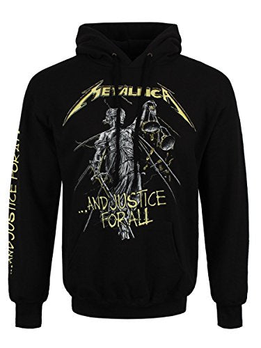 Black hooded sweater with Metallica’s “…and Justice for All” album artwork.