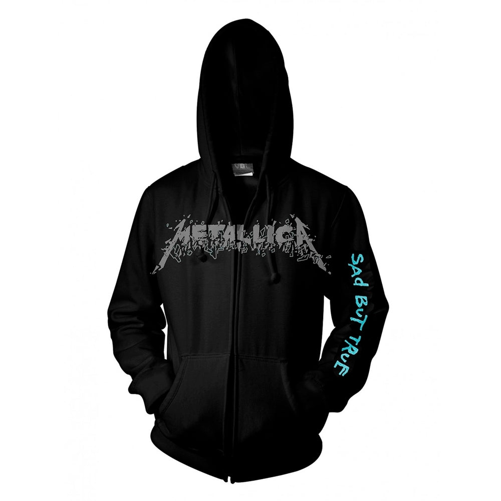 Black Metallica hoodie with band logo and “Sad But True” text.
