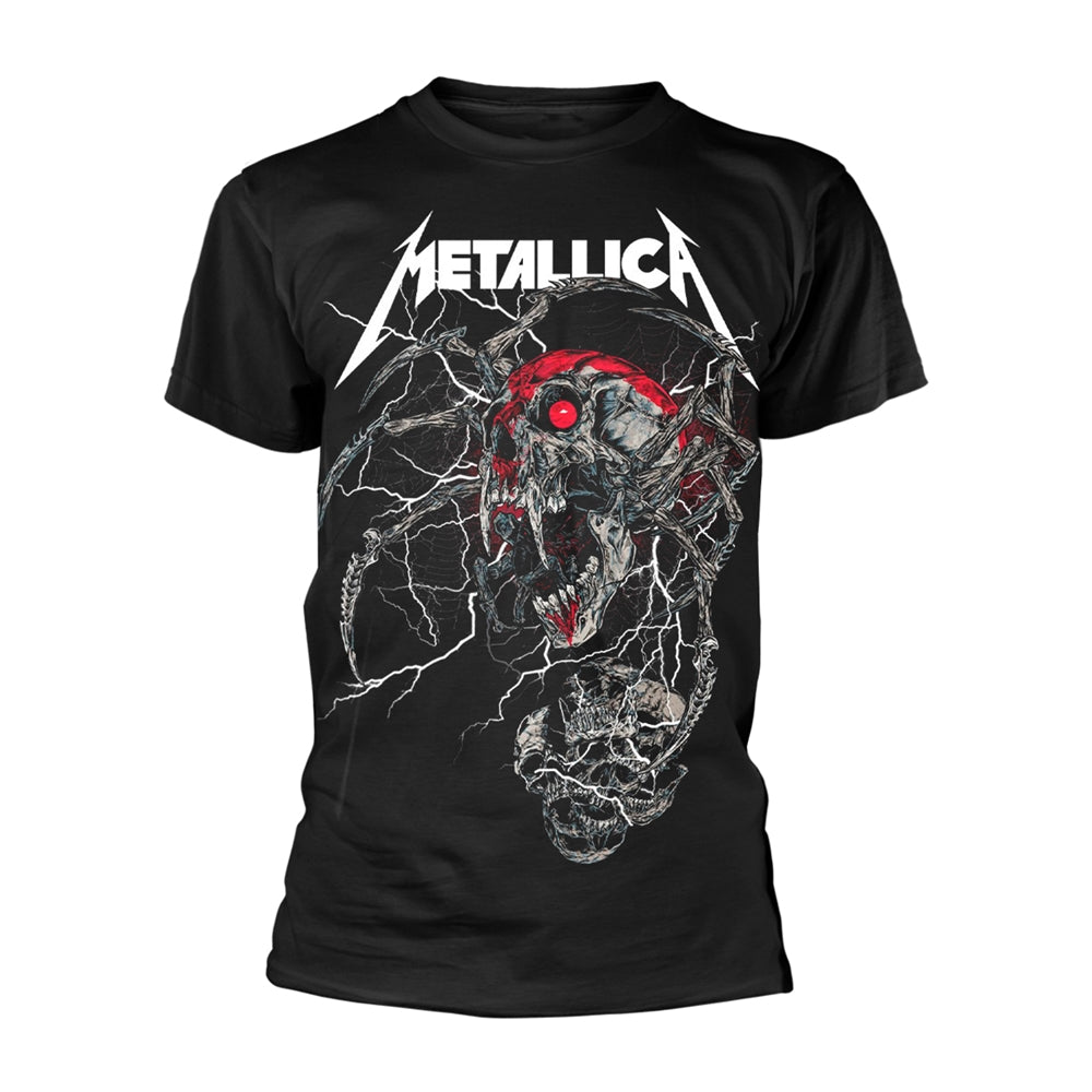 Black Metallica t-shirt with a spider and skull graphic.