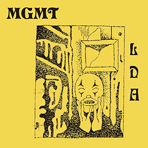 MGMT “Little Dark Age” vinyl cover with a distressed clown illustration.