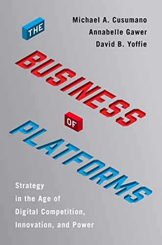 Book cover with bold, angled text: "The Business of Platforms.