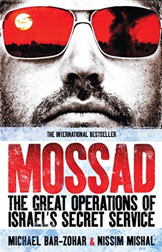 Book cover: close-up of a man in sunglasses, with "MOSSAD" in red text.