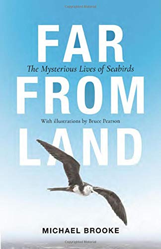 Book cover: "Far From Land" with a soaring seabird silhouette.
