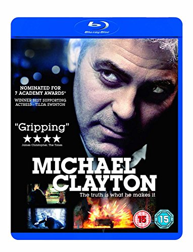 Blu-ray cover art for Michael Clayton featuring a close-up of George Clooney.