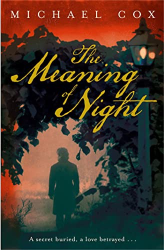 Book cover: "The Meaning of Night" with a silhouetted figure under trees.