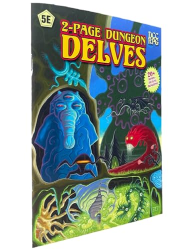 Dungeon Delves" book cover with colorful fantasy monsters in a cave.