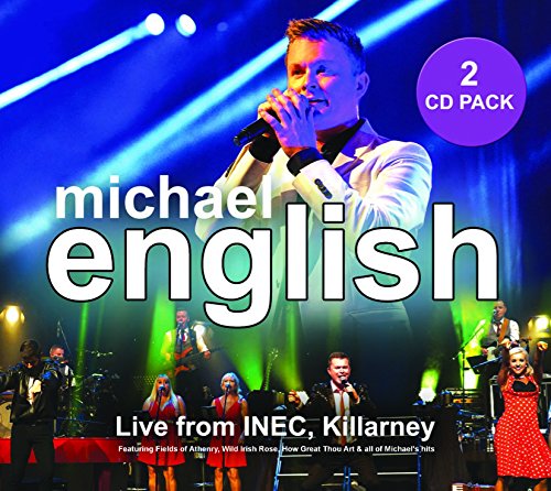 Michael English performing live on stage with his band, shown on a CD cover.