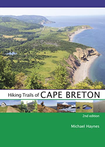 Book cover: “Hiking Trails of Cape Breton,” coastal landscape view.