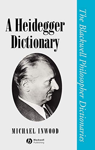 Book cover: "A Heidegger Dictionary" with a portrait of Martin Heidegger.