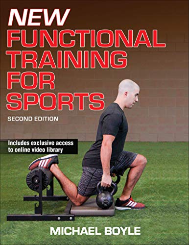 Book cover showing a man doing a lunge exercise with a kettlebell outdoors.