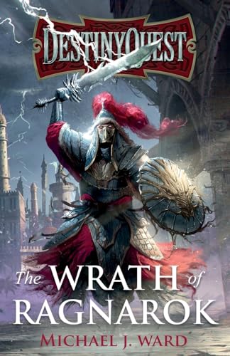Fantasy book cover depicting a knight raising a sword amidst a stormy castle.