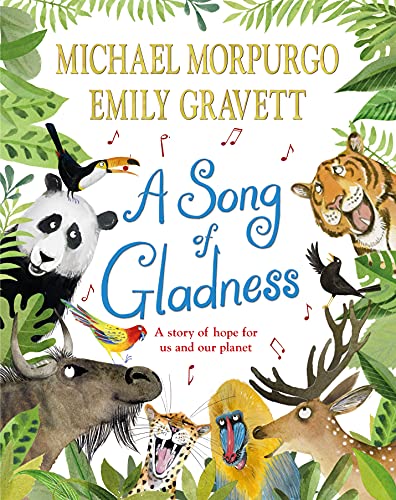 Book cover featuring a panda, tiger, and various animals surrounded by green leaves.
