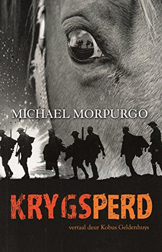 Book cover: horse eye reflecting soldiers in a war scene.