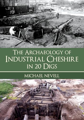 Archaeological dig site with exposed brickwork, book cover with title and author.