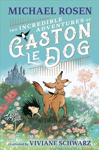 Book cover featuring a dog, hedgehog, and castle illustration.
