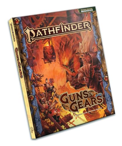 Pathfinder Guns & Gears" book cover featuring steampunk-style adventurers and machinery.