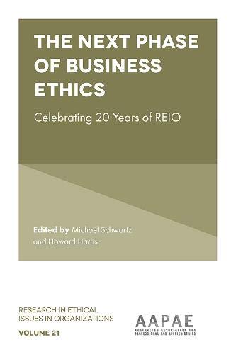 Book cover: "The Next Phase of Business Ethics," celebrating 20 years of REIO.