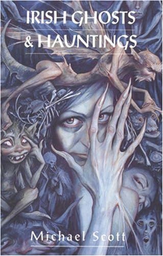 Book cover with ghostly figures and a woman’s face, titled “Irish Ghosts.”