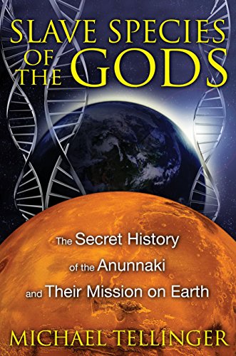 Book cover: "Slave Species of the Gods" with DNA and Earth imagery.