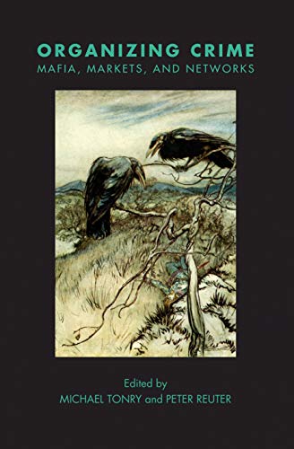 Book cover: "Organizing Crime" with illustration of ravens on a branch.