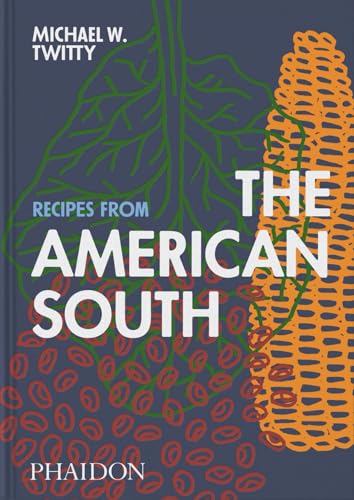 Cookbook cover with corn, pecans, and leafy greens on a blue background.