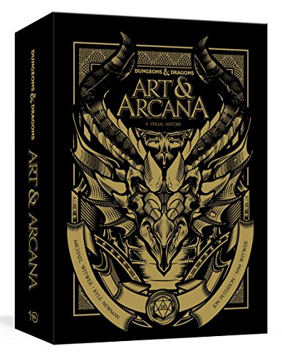 Black box set with gold foil dragon illustration, "Dungeons & Dragons Art & Arcana.
