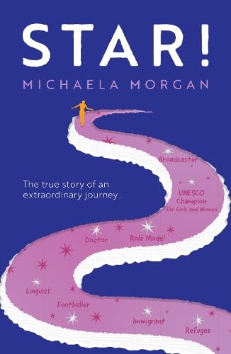 Book cover with starry night theme, likely featuring a woman's portrait and biography details.