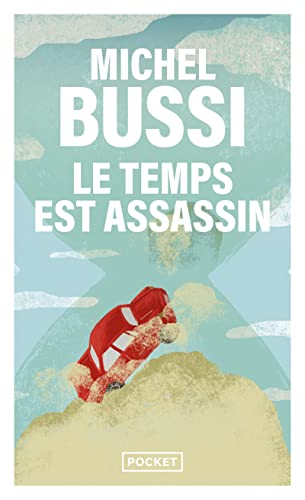 Book cover: red car tumbling on a sandy hill, teal background.