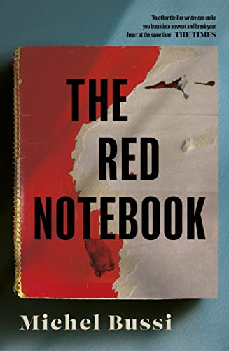 Book cover: "The Red Notebook" with red and torn paper design.