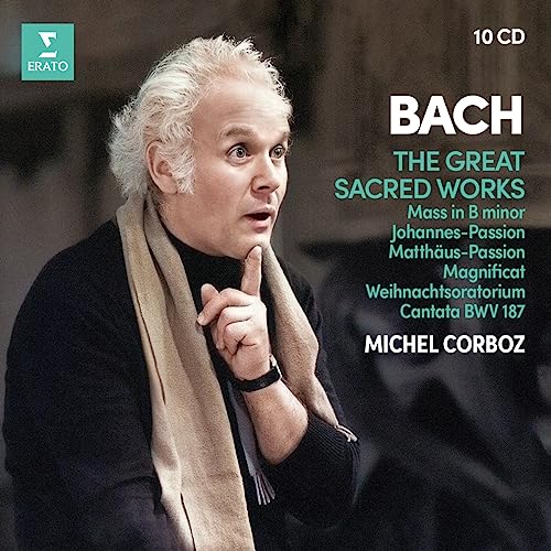 CD cover featuring portrait of Michel Corboz and text āBach: Mass in B minorā.