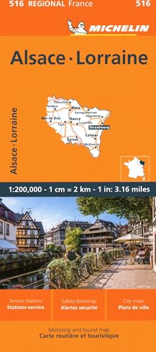 Orange Michelin map cover of Alsace-Lorraine with regional imagery below.
