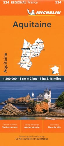 Michelin regional map 524 of Aquitaine, France, with coastal imagery.