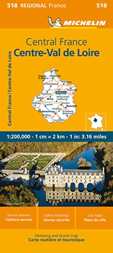 Michelin regional map of Central France, featuring Chenonceau castle.