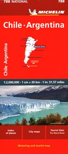 Red Michelin map cover of Chile and Argentina, with glacier photo.