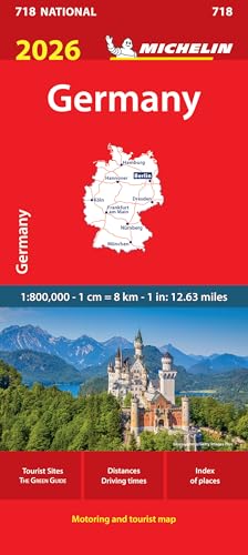 Red Michelin map cover of Germany 2026, showing map detail and Neuschwanstein castle.