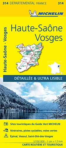 Michelin map of Haute-Saône and Vosges, France, with landscape photo.