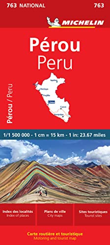 Red Michelin map cover for Peru, showing mountains and a map outline.