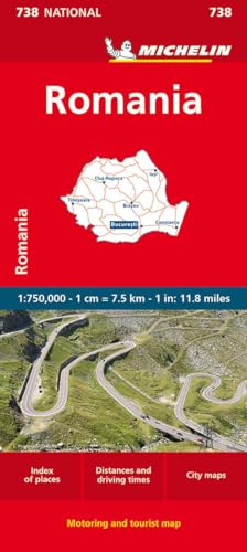 Michelin national road map of Romania featuring a winding mountain road on the cover.